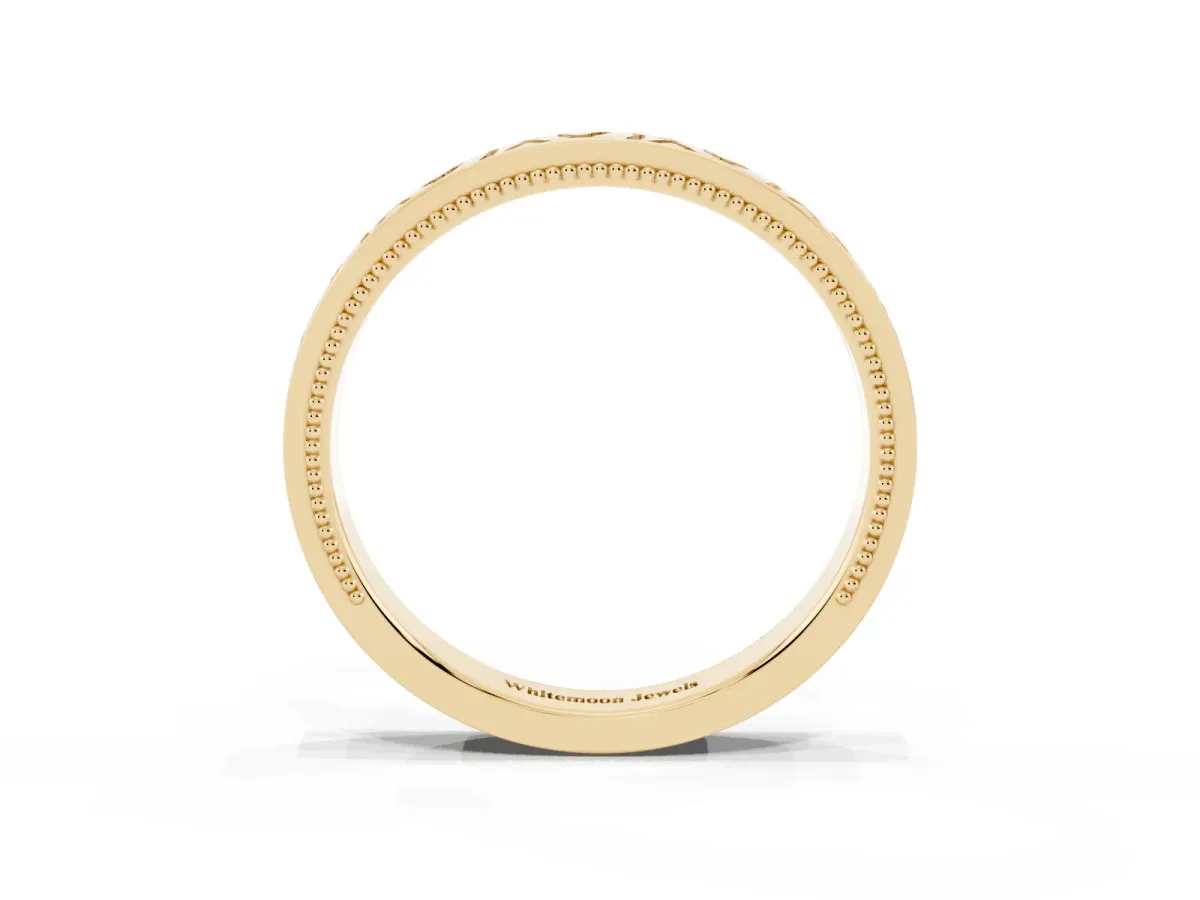 Vintage Engraved Milgrain Band Yellow gold