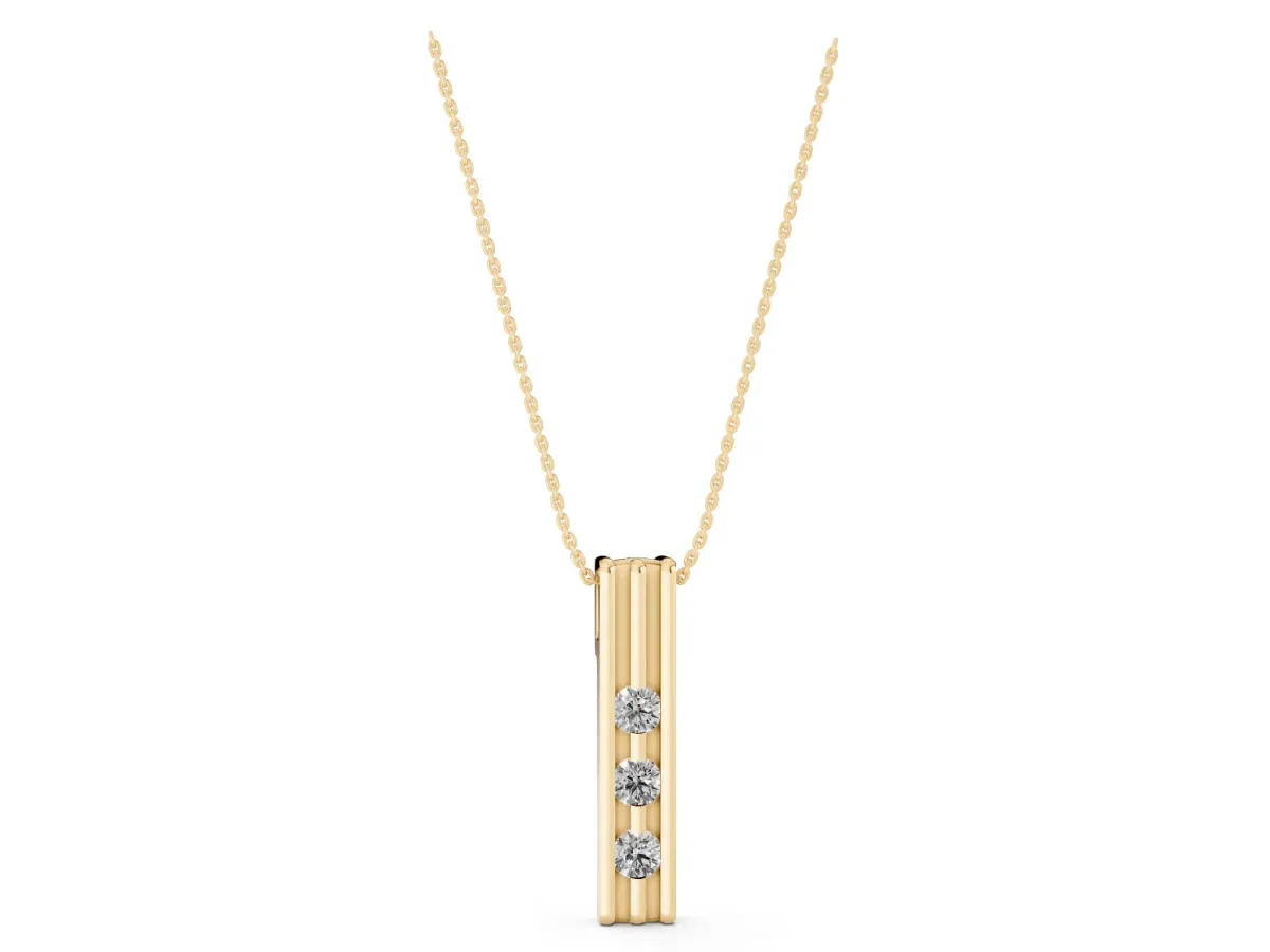Three-Stone Round Channel Set Pendant Yellow gold