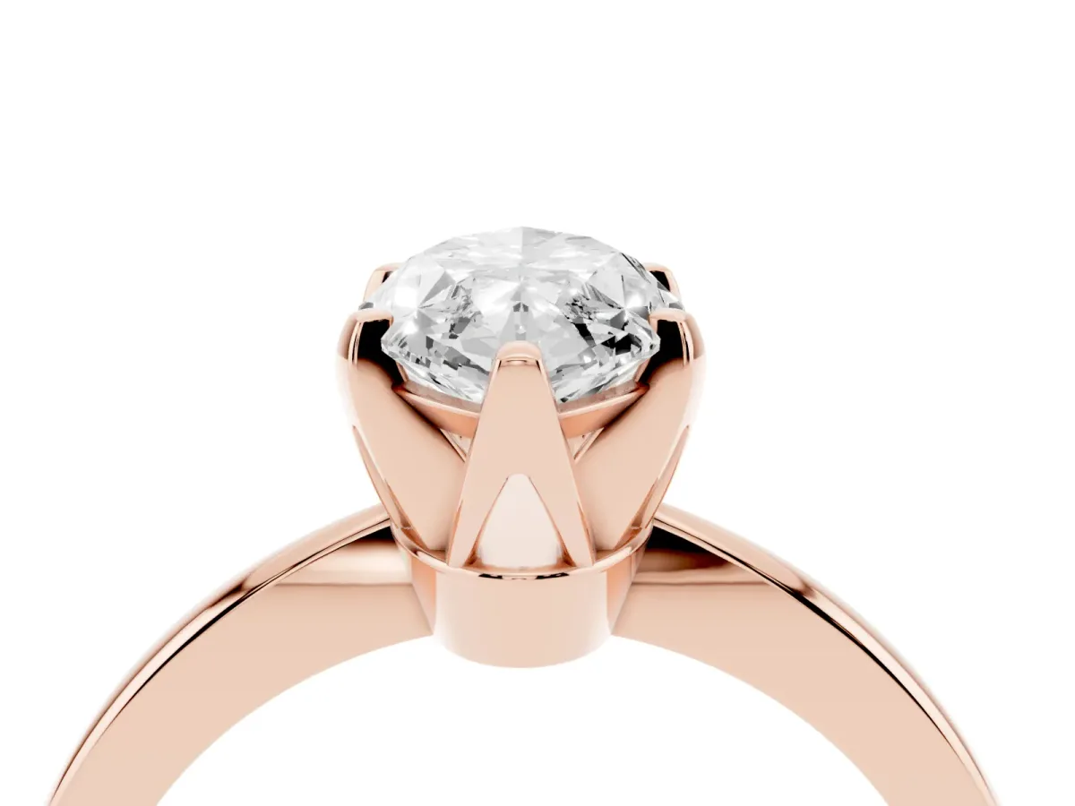 Marquise Cut Solitaire Engagement Ring with Six-Prong Setting and Tapered Band Rose gold