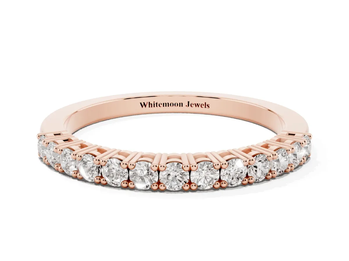 Round Diamond Half-Eternity Band with Shared Prong Setting Rose gold