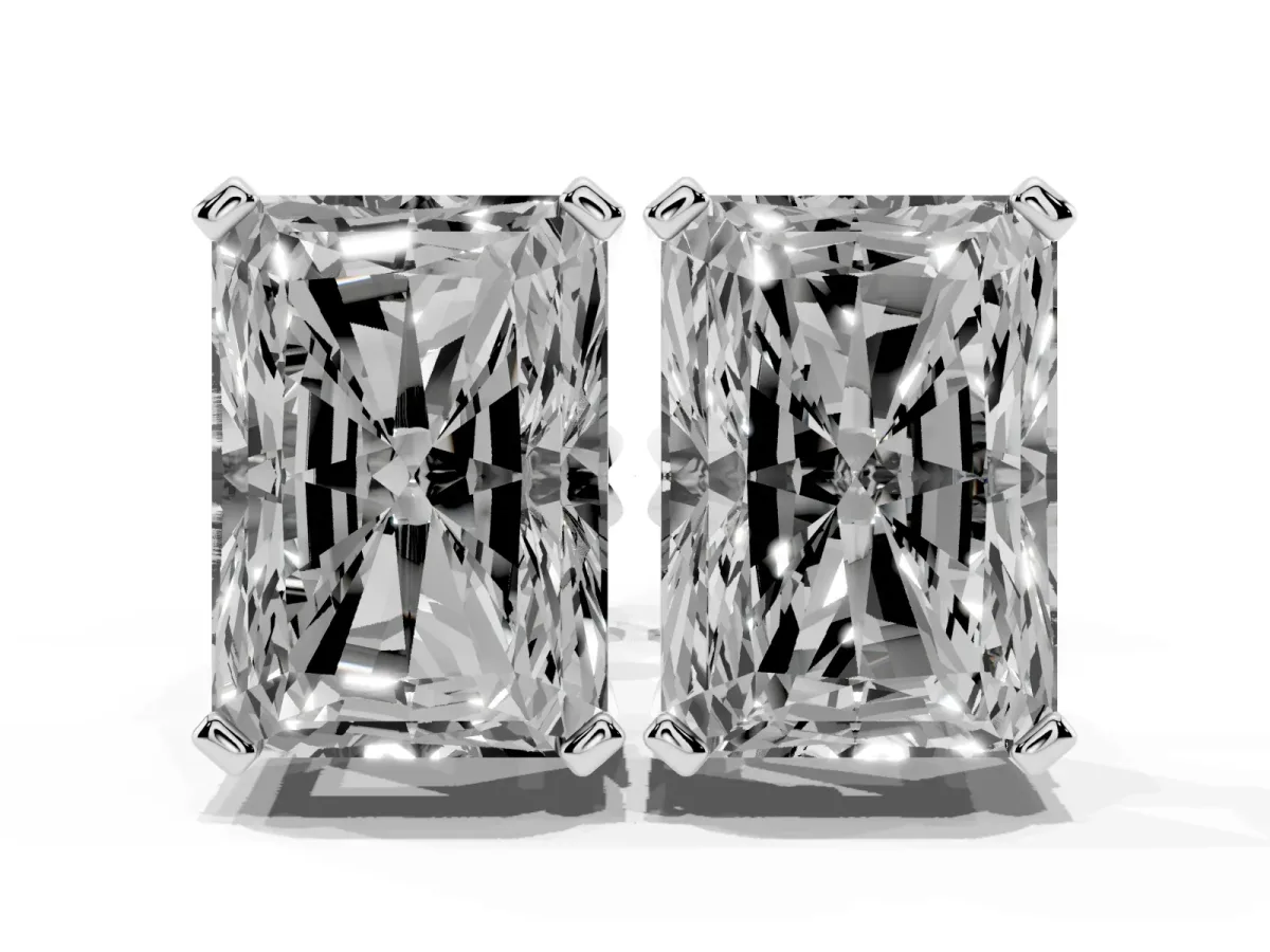 Radiant Cut Diamond Stud Earrings Platinum