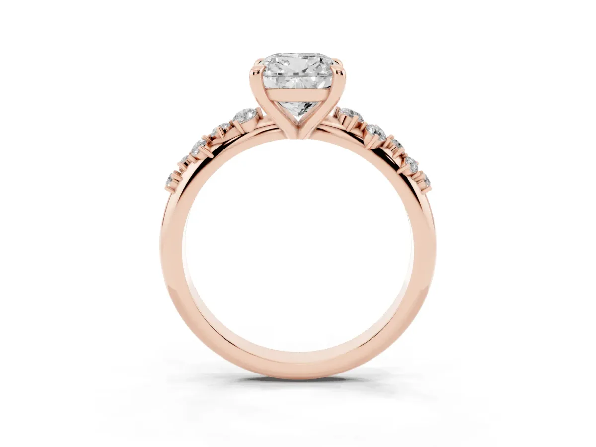 Cushion Cut Cut Diamond Vine Band with Four-Prong Setting Rose gold