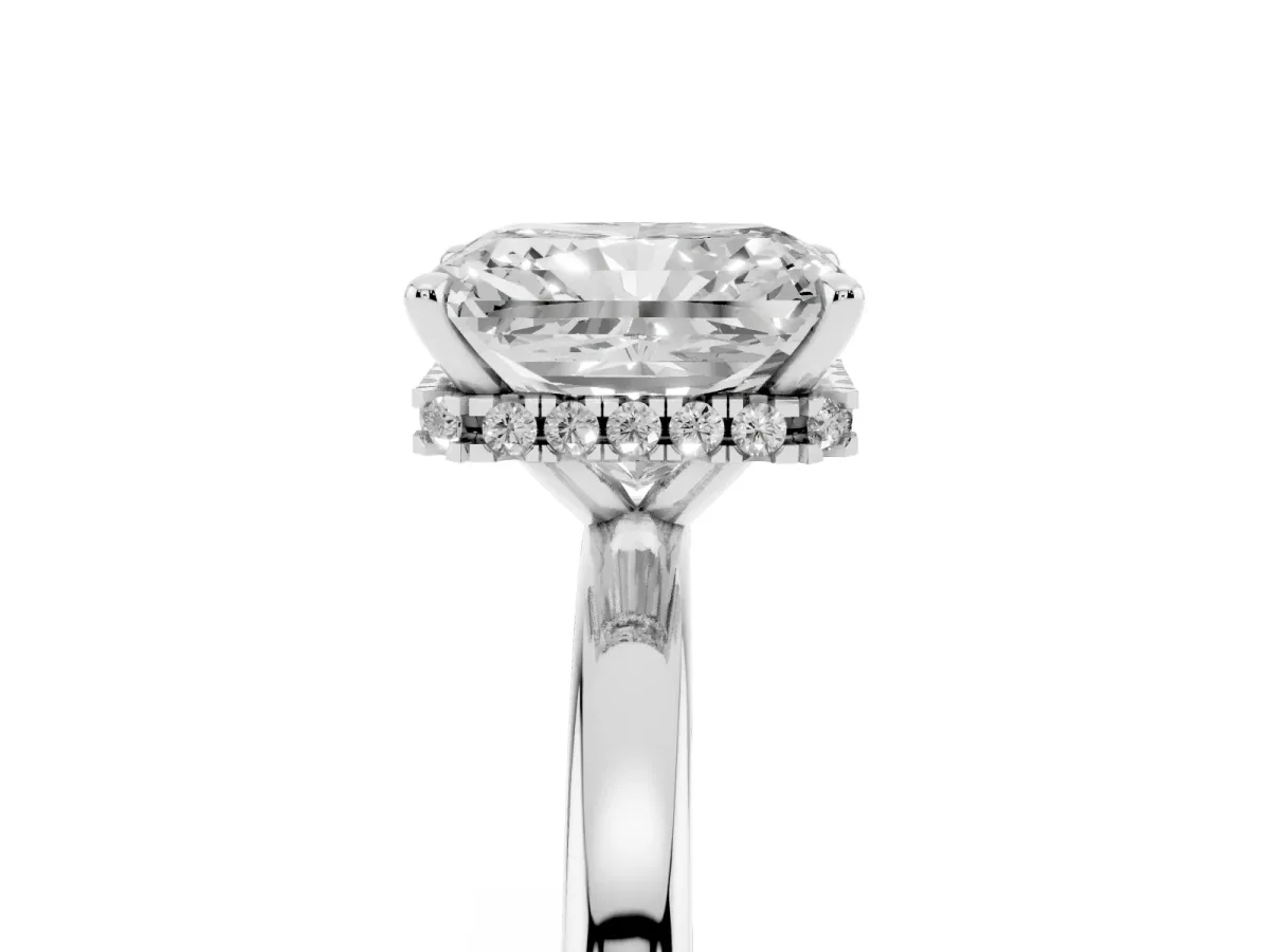 Radiant Cut Solitaire Engagement Ring with Cathedral Band and Four-Prong Setting White gold