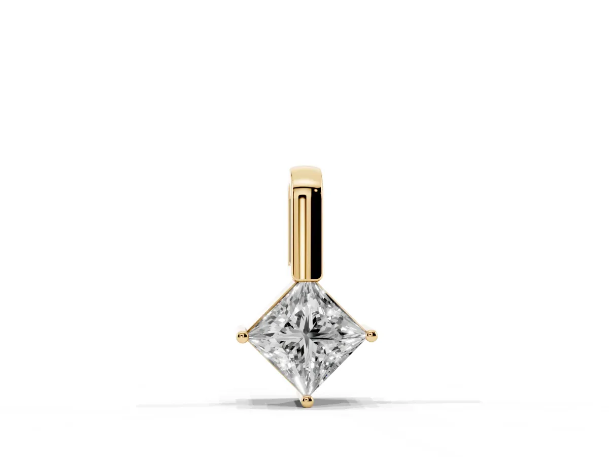 Princess Cut Bezel Set Diamond Pendant Yellow gold