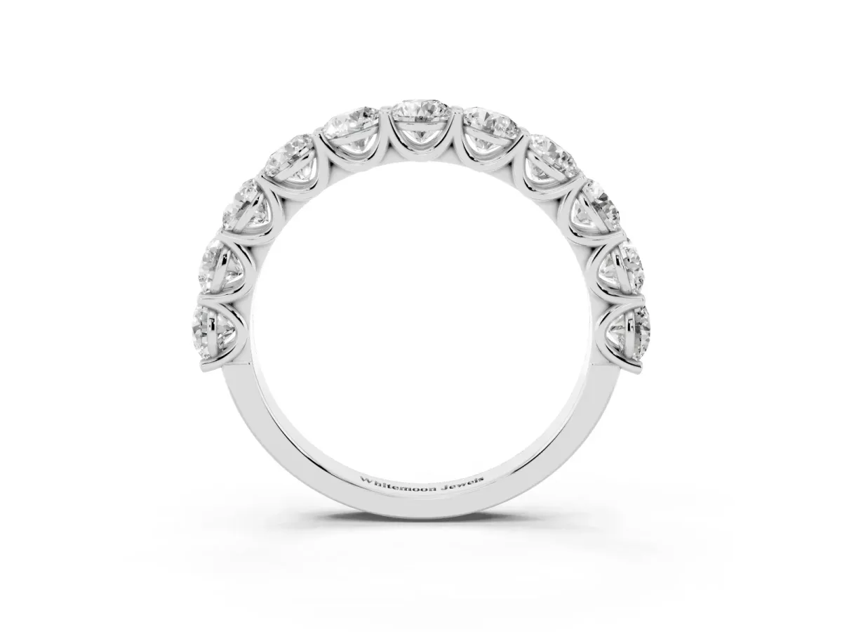 Round Diamond Shared Prong Eternity Band Platinum