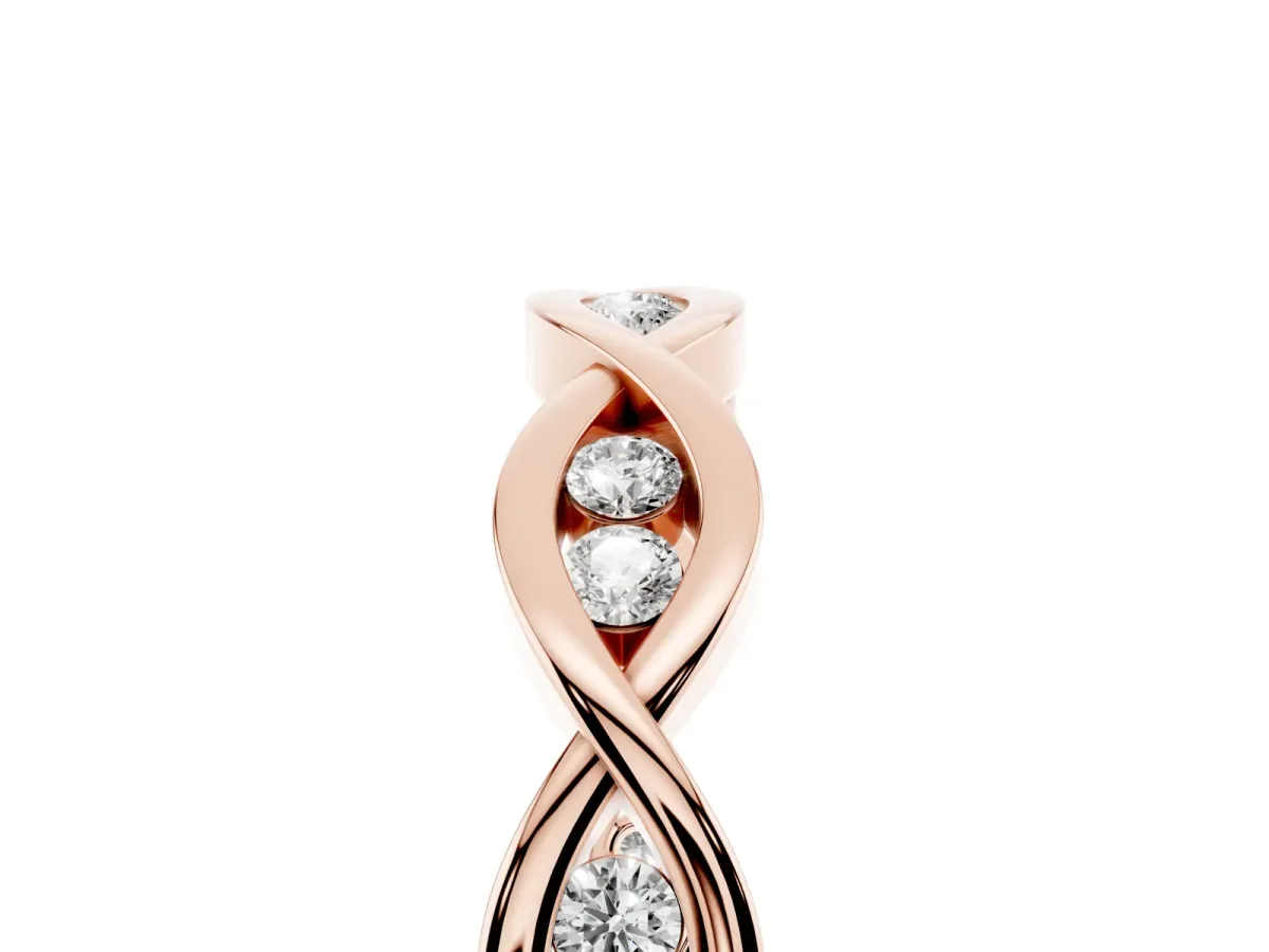 Round Diamond Twist Eternity Band with Bezel Setting Rose gold