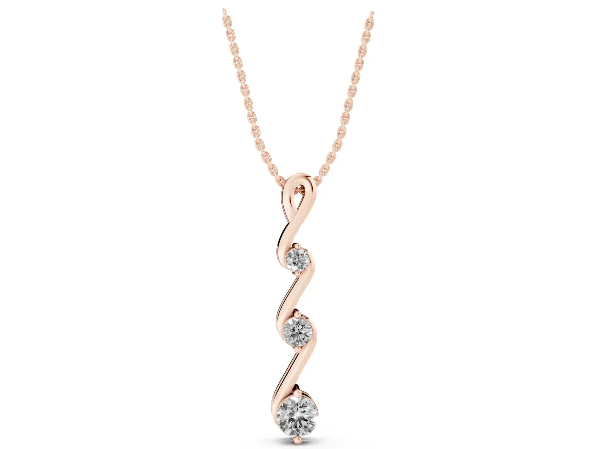 Three-Stone Round Brilliant Prong Set Pendant Rose gold