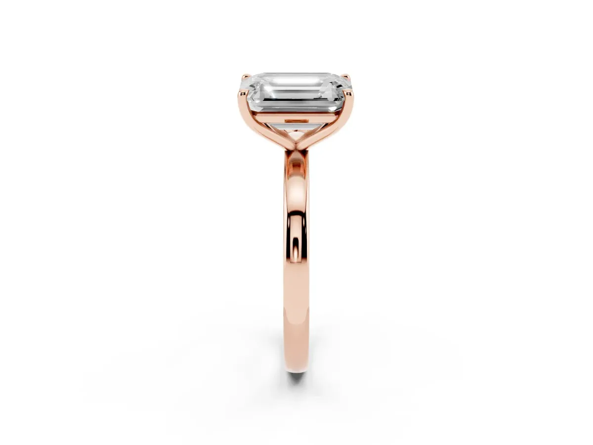 Fancy Yellow Pear Cut and Emerald Cut Toi Moi Ring with Prong Setting Rose gold