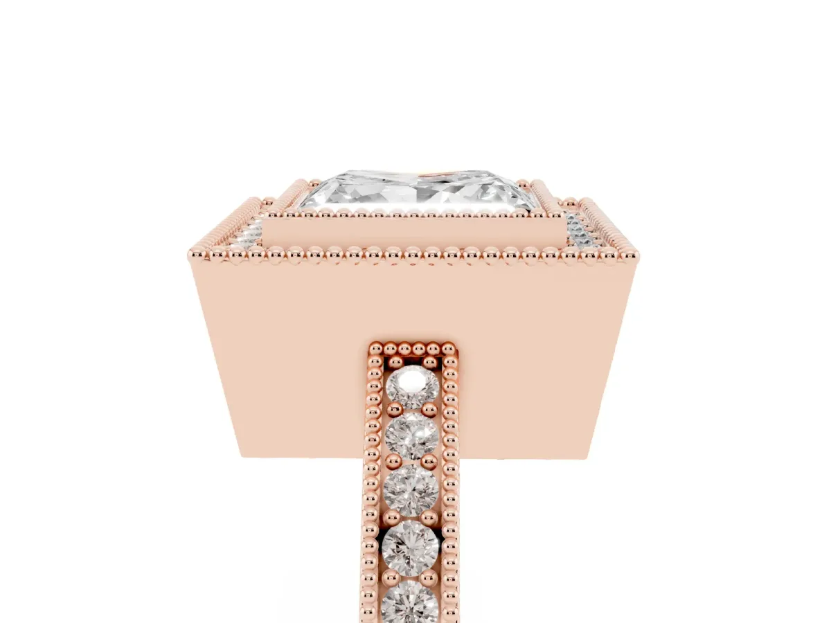 Princess Cut Cut Halo Pavé Diamond Ring Rose gold