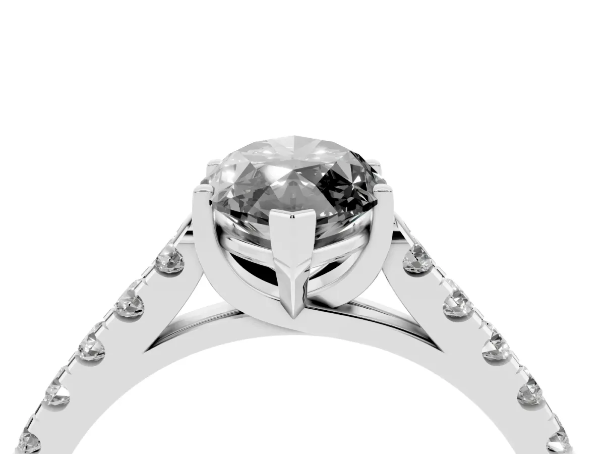 Fancy Black Marquise Cut Diamond Pavé Band Solitaire Ring with Prong Setting Silver