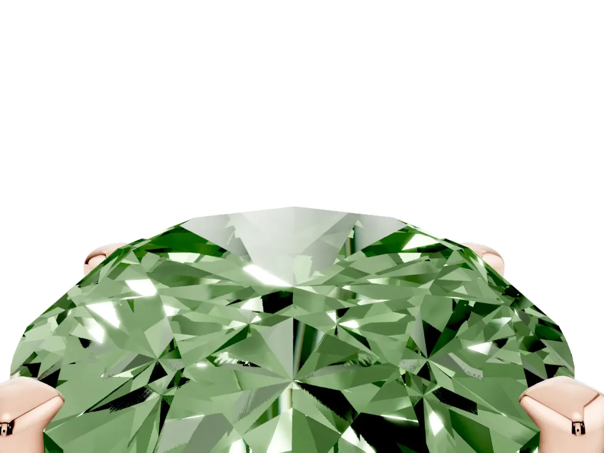 Fancy Green Oval Cut Diamond Solitaire Ring with Prong Setting and Classic Band Rose gold
