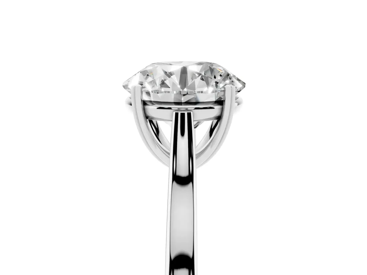 Round Cut Solitaire Heart Prong Engagement Ring with Tapered Band White gold