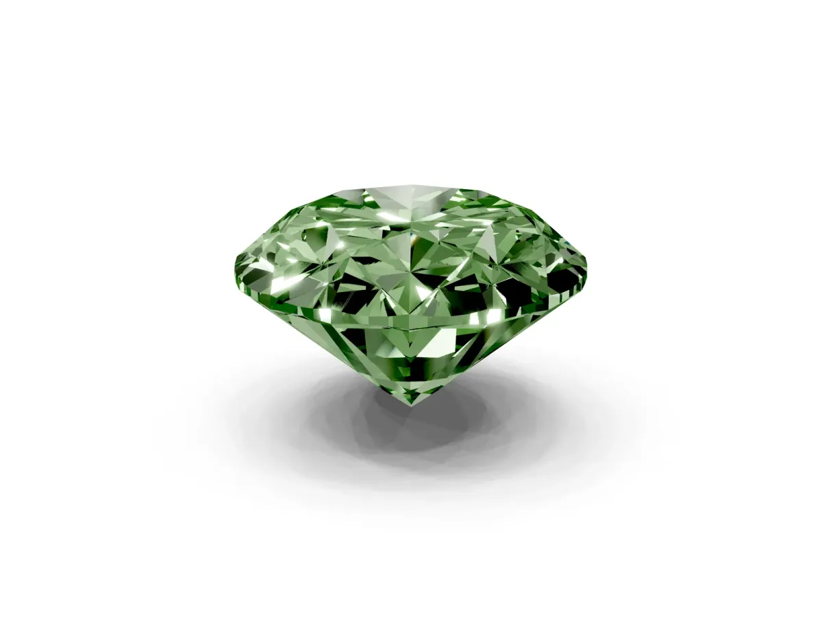 Fancy Green Oval Cut Diamond Solitaire Ring with Prong Setting and Pavé Band Yellow gold
