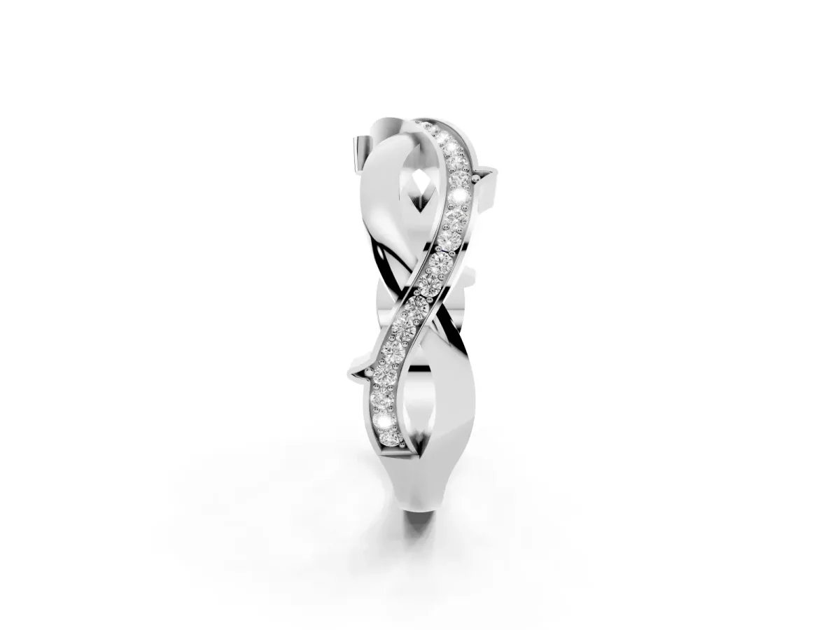 Pavé Round Diamond Twist Band with Channel Setting White gold