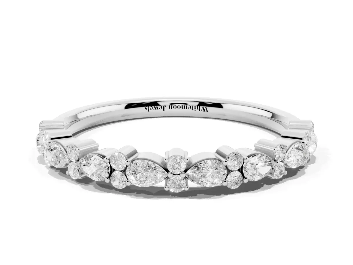 Pear and Round Diamond Wedding Band Platinum