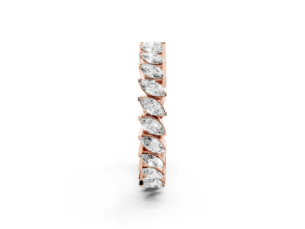 Marquise Diamond Shared Prong Full Eternity Band Rose gold