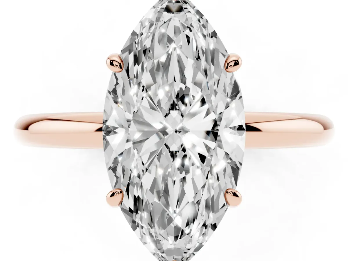 Oval Cut Solitaire Diamond Ring with Four-Prong Setting on a Plain Band Rose gold
