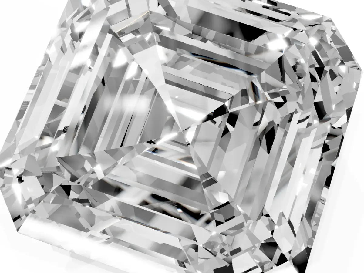 Asscher Cut Halo Diamond Ring with Milgrain Edge and Round Prong Setting Yellow gold