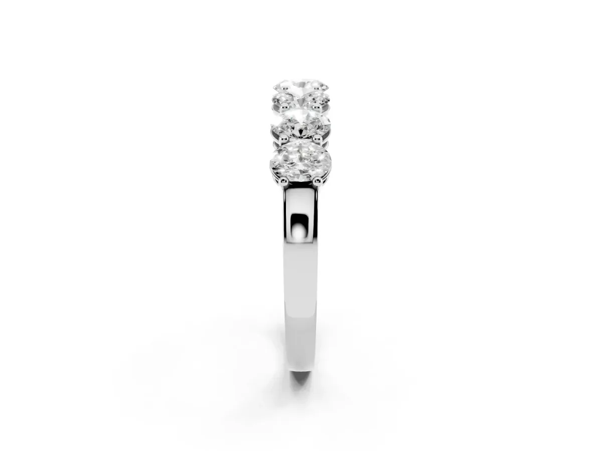 Oval Diamond Shared Prong Eternity Band Platinum