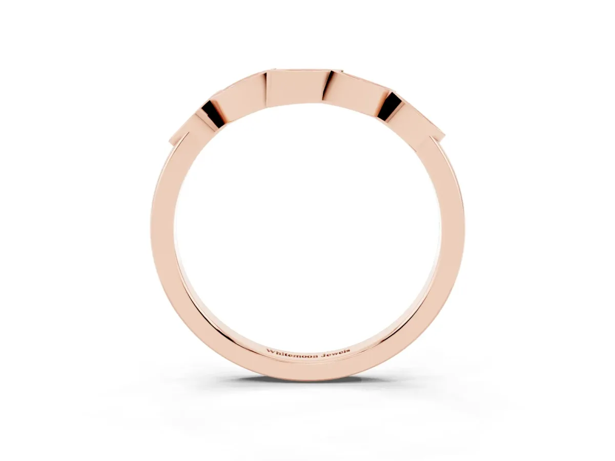 Marquise Diamond Leaf Eternity Band with Bezel Setting Rose gold