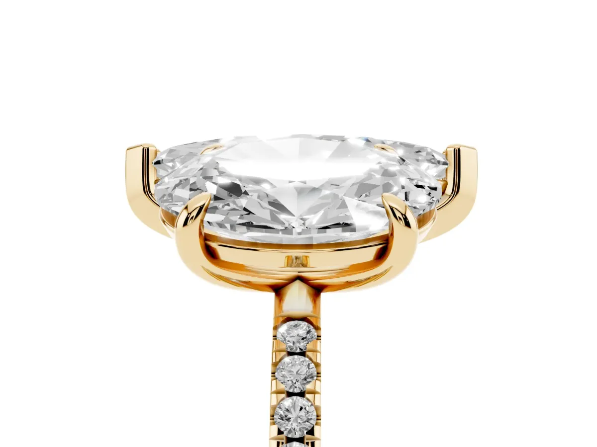 Oval and Marquise Toi Moi Ring with Prong Setting and Pave Band Yellow gold