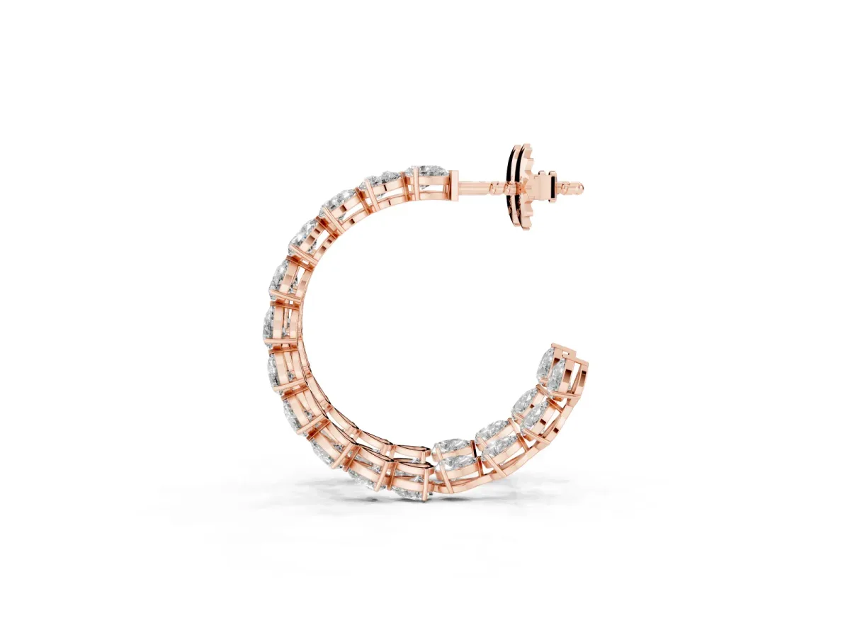 Pear Diamond Open Hoop Earrings Rose gold
