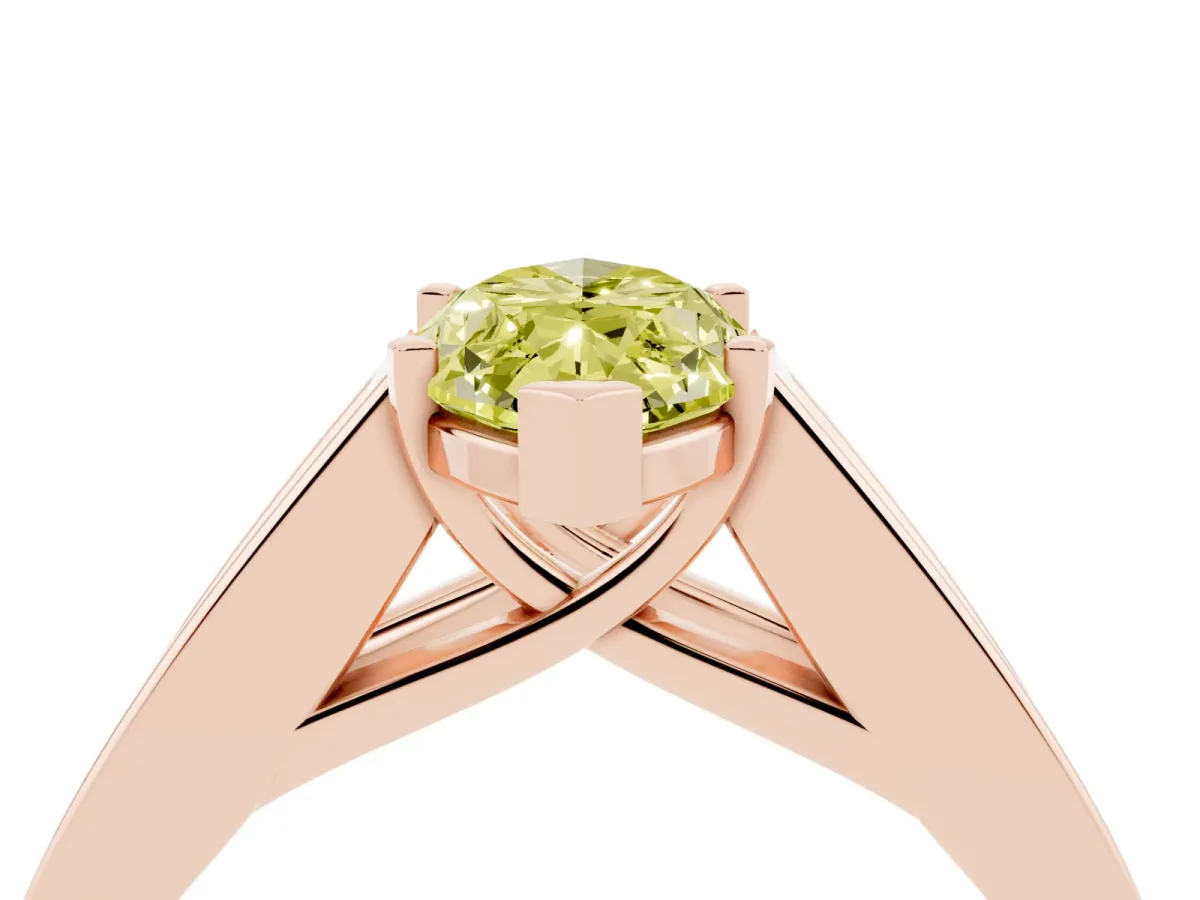 Fancy Yellow Marquise Cut Cut Channel Set Solitaire Ring with Four-Prong Setting Rose gold