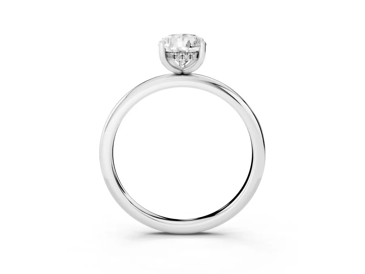 Pear Cut Cut Solitaire Engagement Ring with Four-Prong Setting and Classic Band Silver
