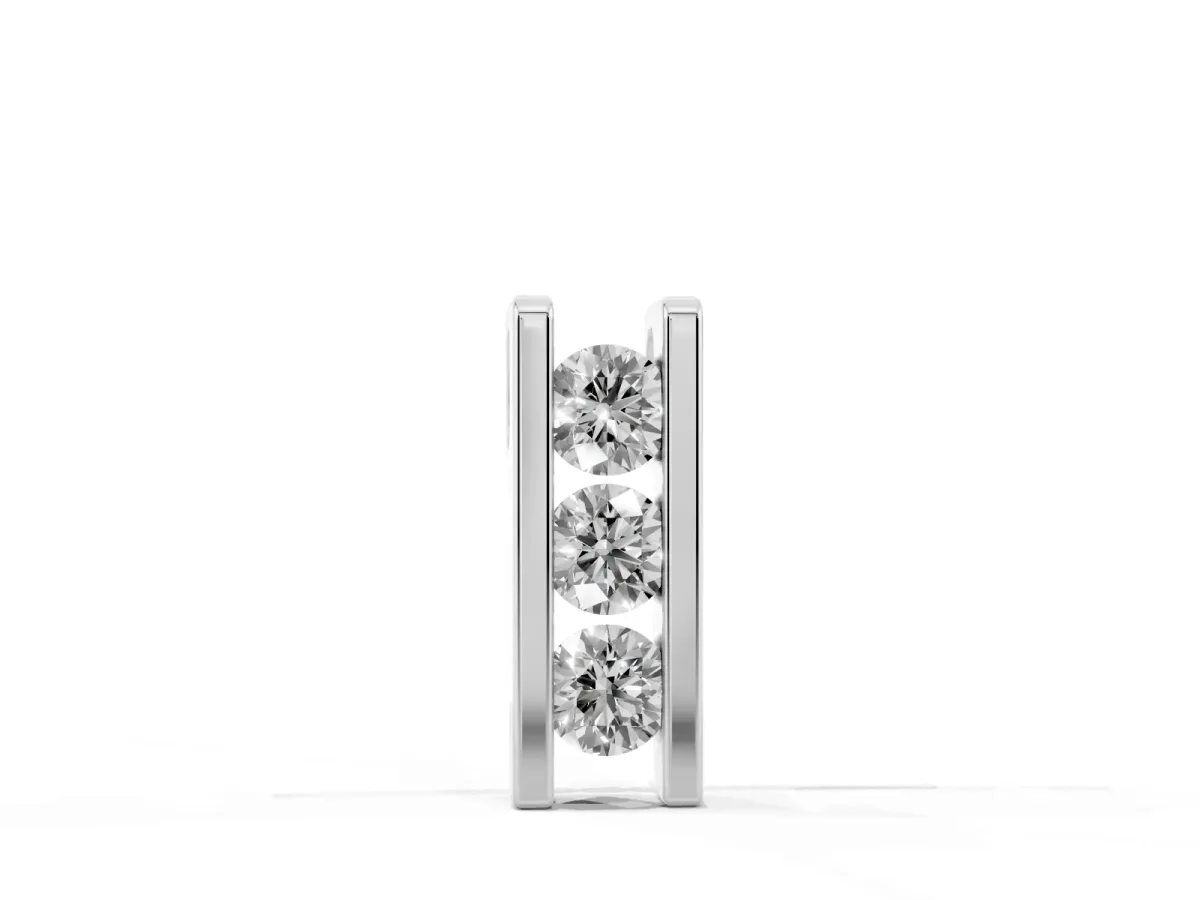 Vertical Channel-Set Round Diamond Bar Pendant White gold