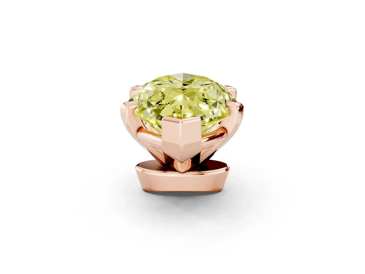 Fancy Yellow Marquise Cut Diamond Solitaire Ring with Prong Setting and Classic Band Rose gold