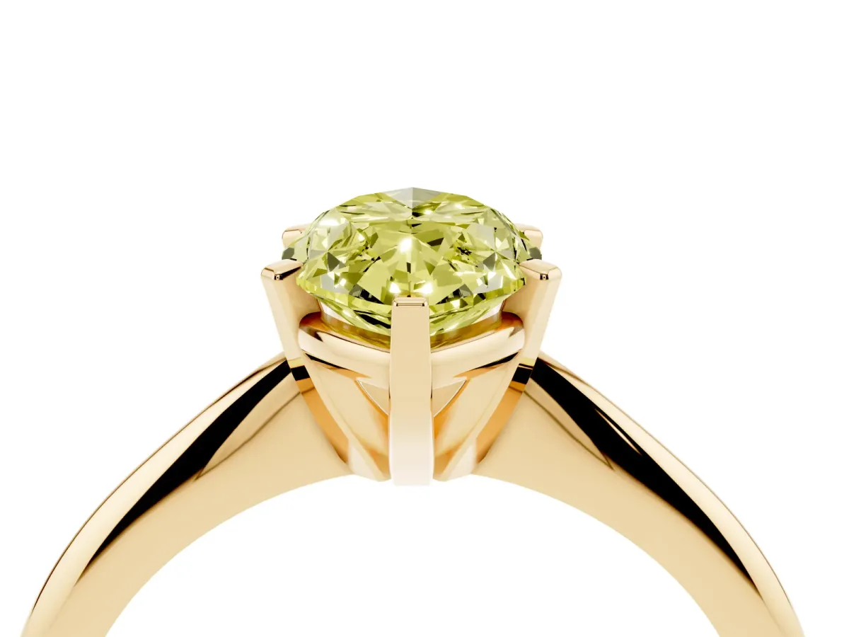 Fancy Yellow Marquise Cut Cut Solitaire Ring with Four-Prong Setting on a Classic Band Yellow gold