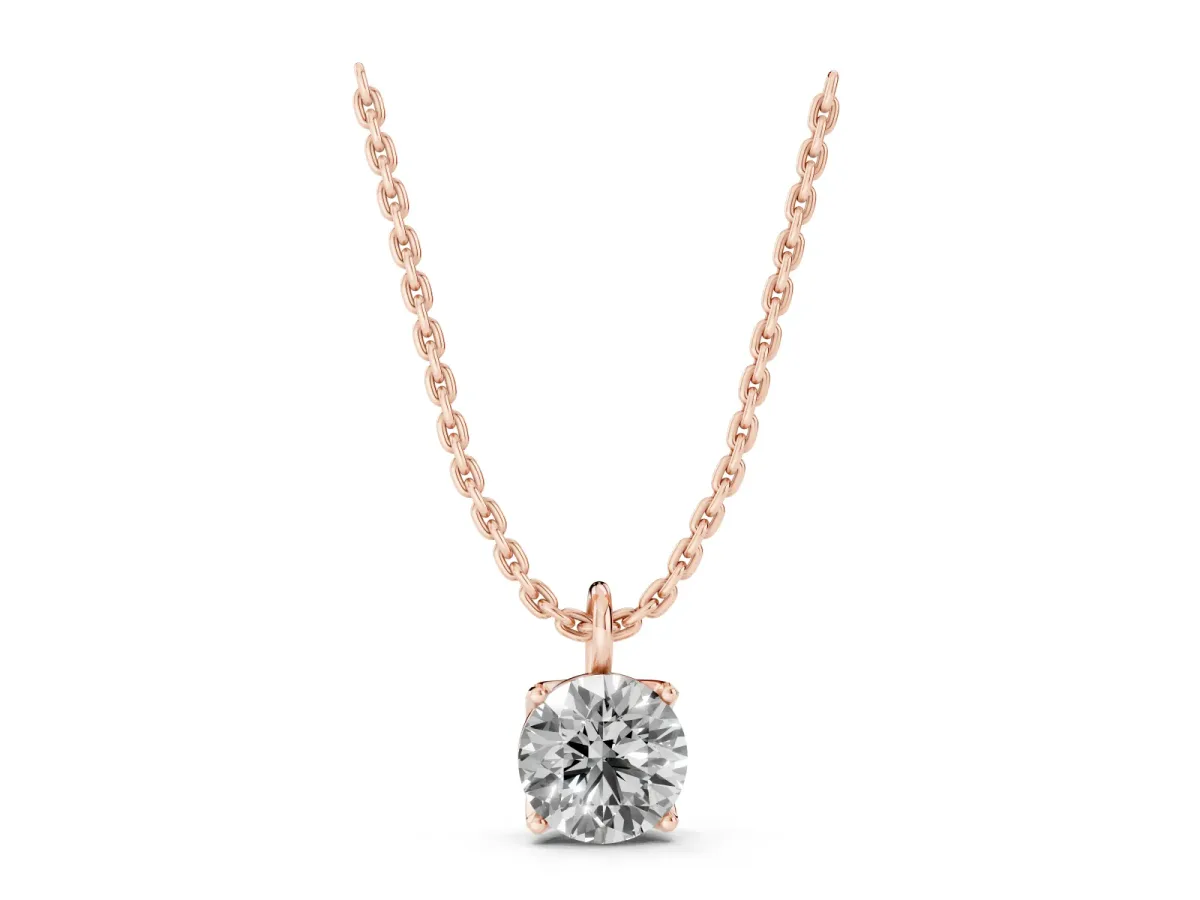 Round Solitaire Pendant with Four-Prong Setting Rose gold