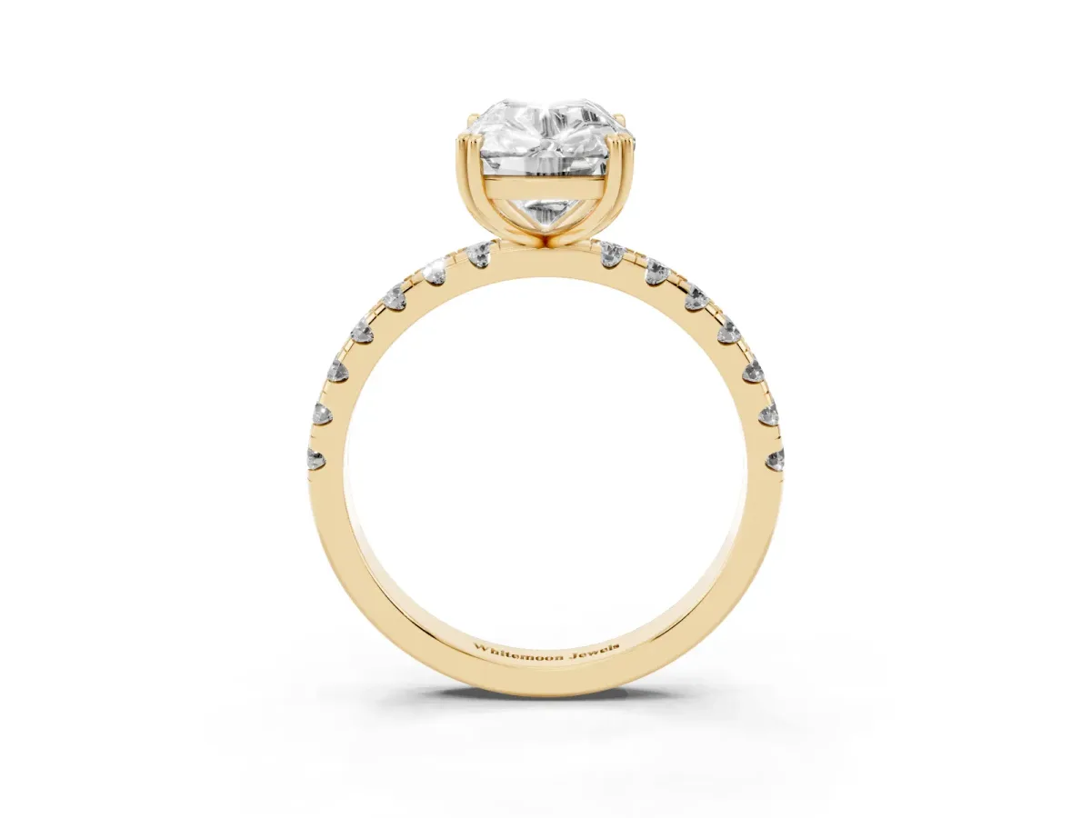 Old Mine Elongated Cushion Diamond Pave Band Ring Yellow gold