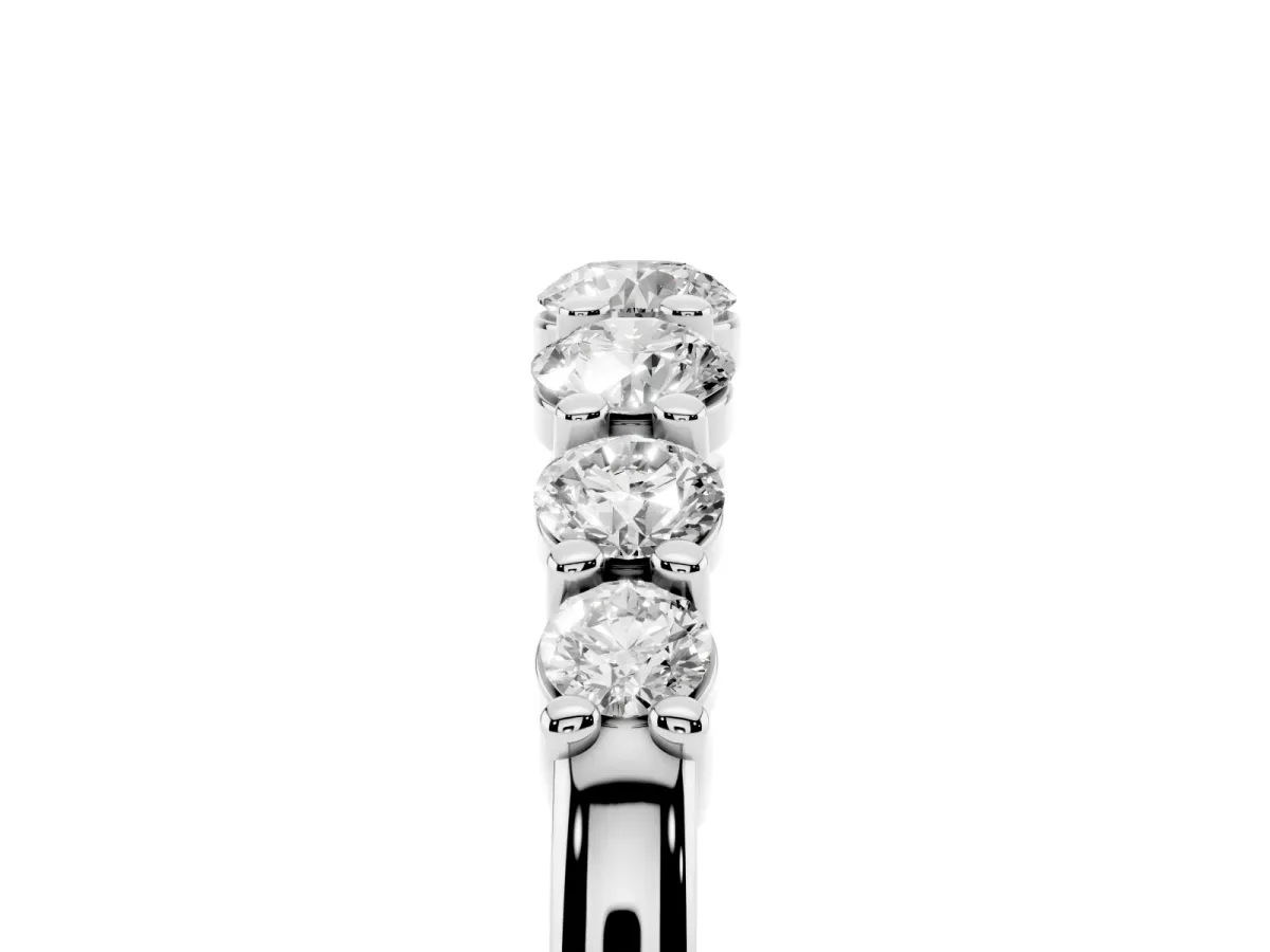 Round Diamond Prong-Set Half-Eternity Band Silver