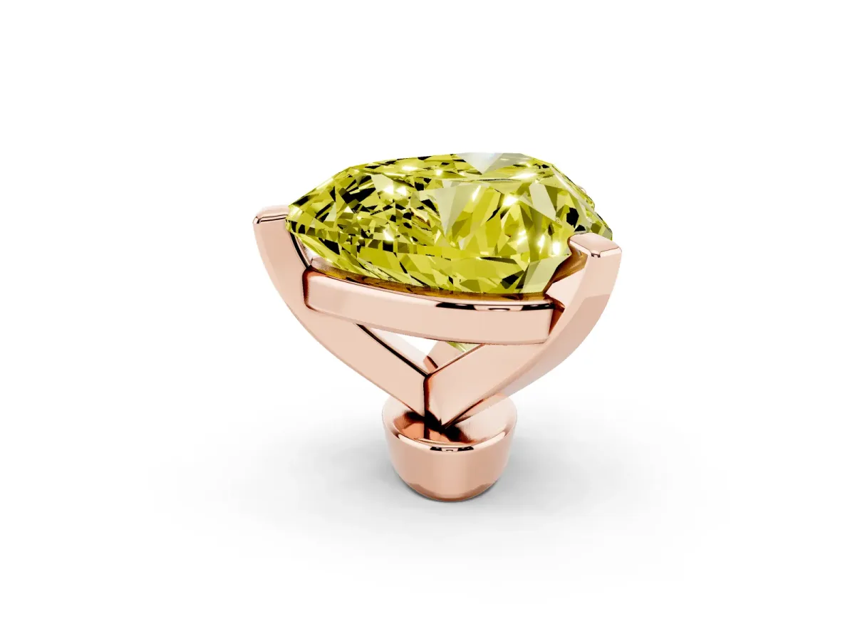 Fancy Yellow Heart Cut Diamond Solitaire Ring with Prong Setting and Classic Band Rose gold