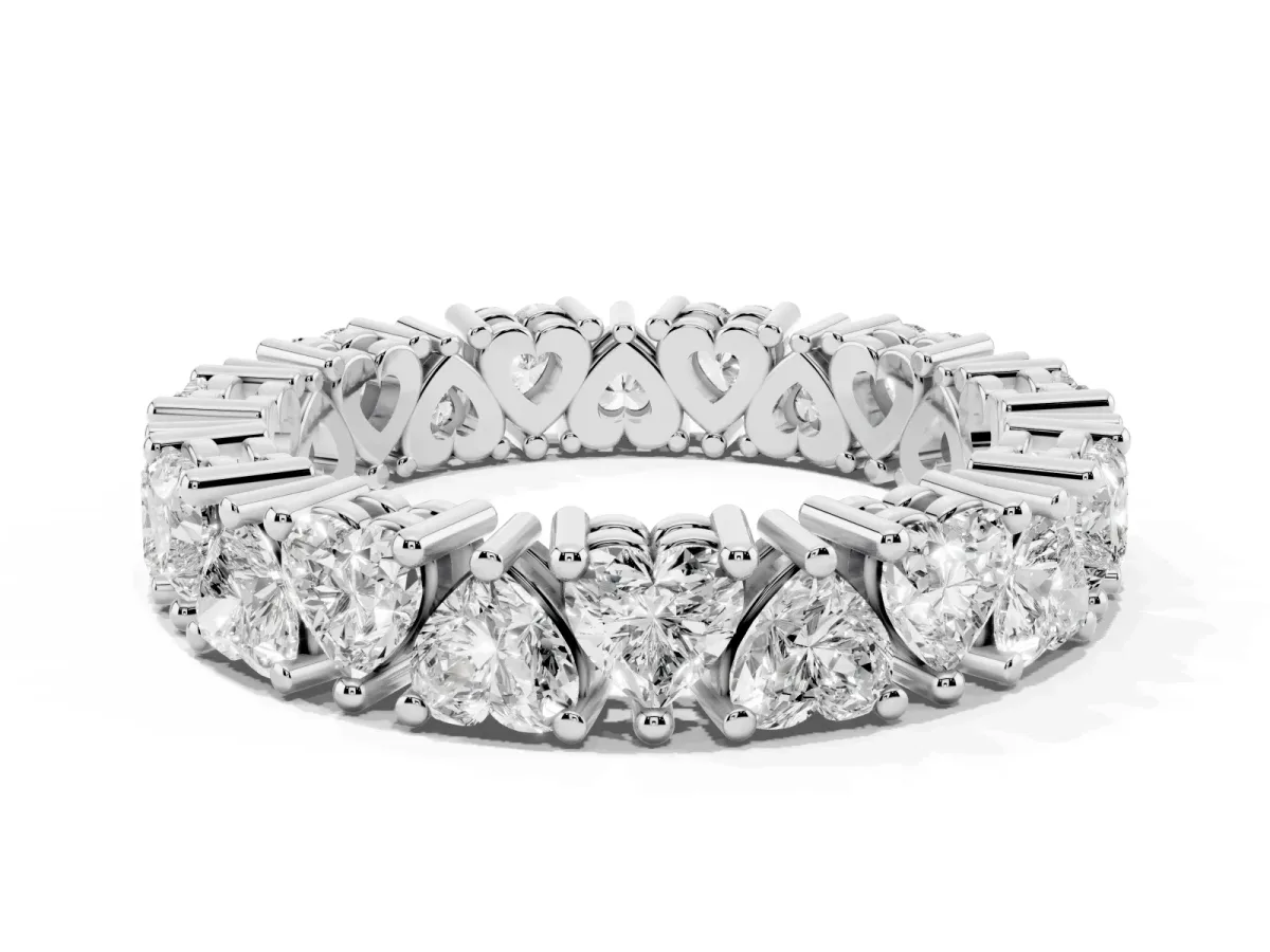 Heart Cut Eternity Band with Shared Prong Setting Silver