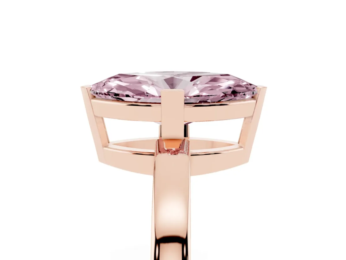 Fancy Pink Marquise Cut Cut Solitaire Ring with Four-Prong Setting and Classic Band Rose gold