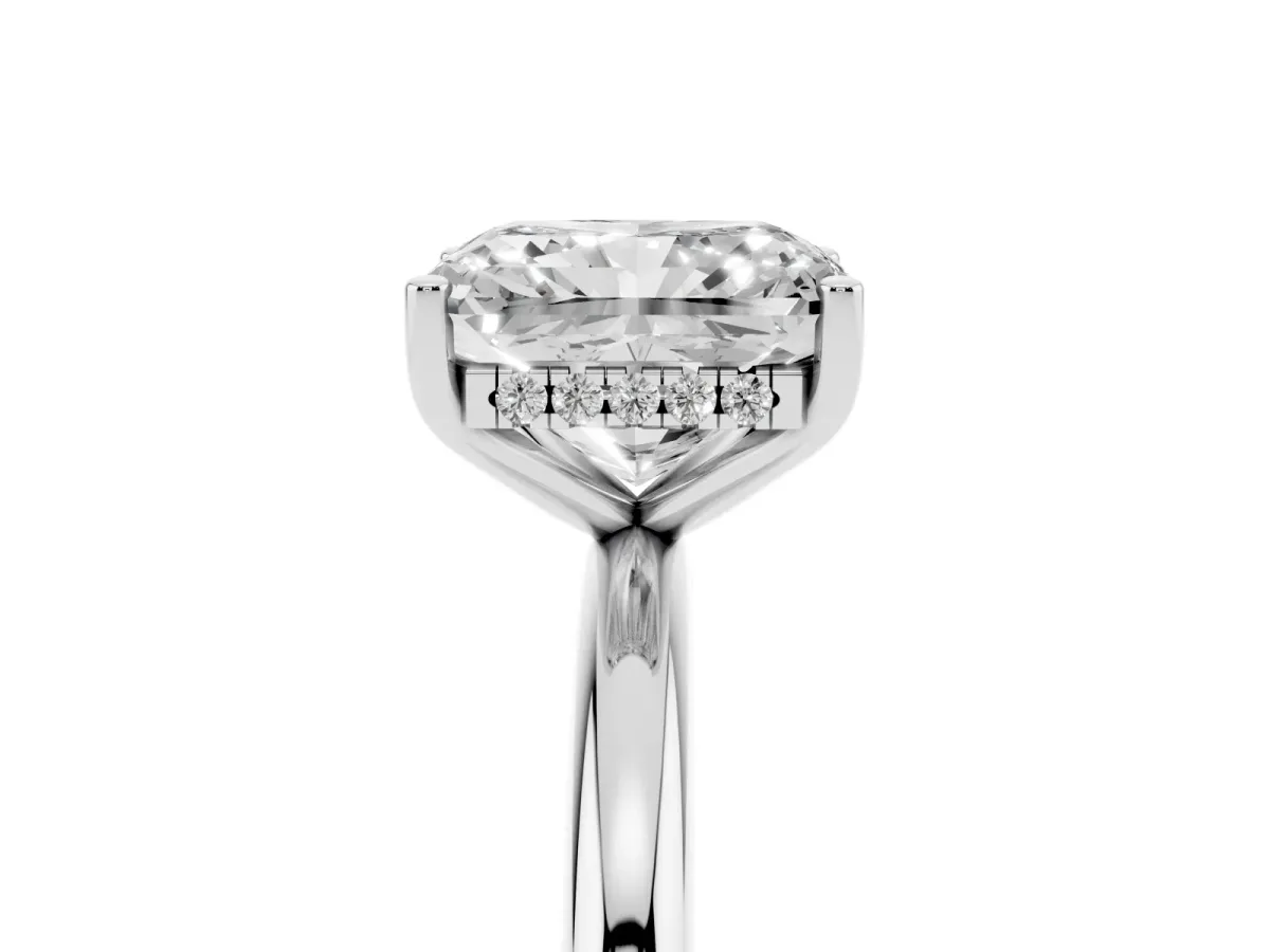 Radiant Cut Cut Solitaire Engagement Ring with Four-Prong Setting and Classic Band Platinum