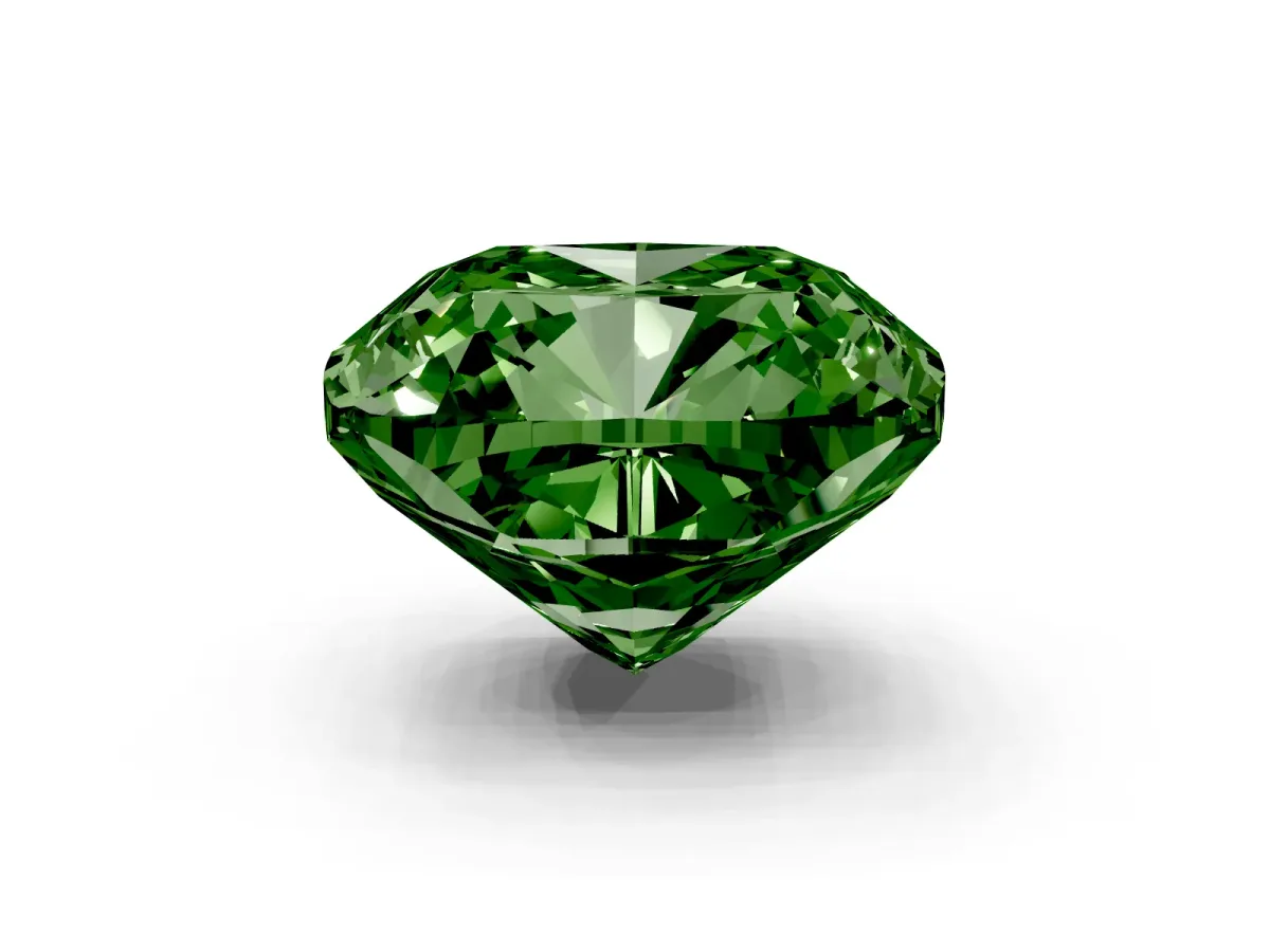 Fancy Green Cushion Cut Solitaire Engagement Ring with Cathedral Band and Four-Prong Setting Platinum
