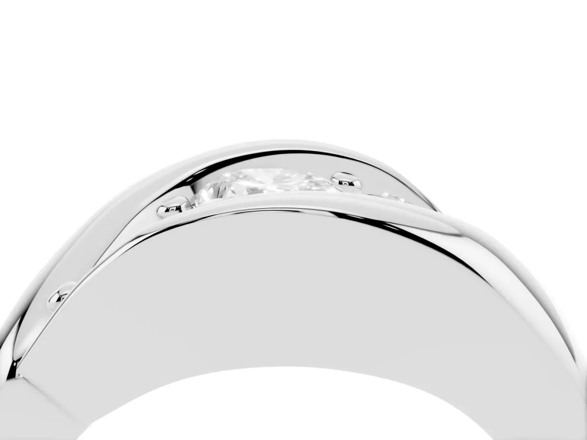 Channel Set Pear Cut Diamond Crossover Band Silver