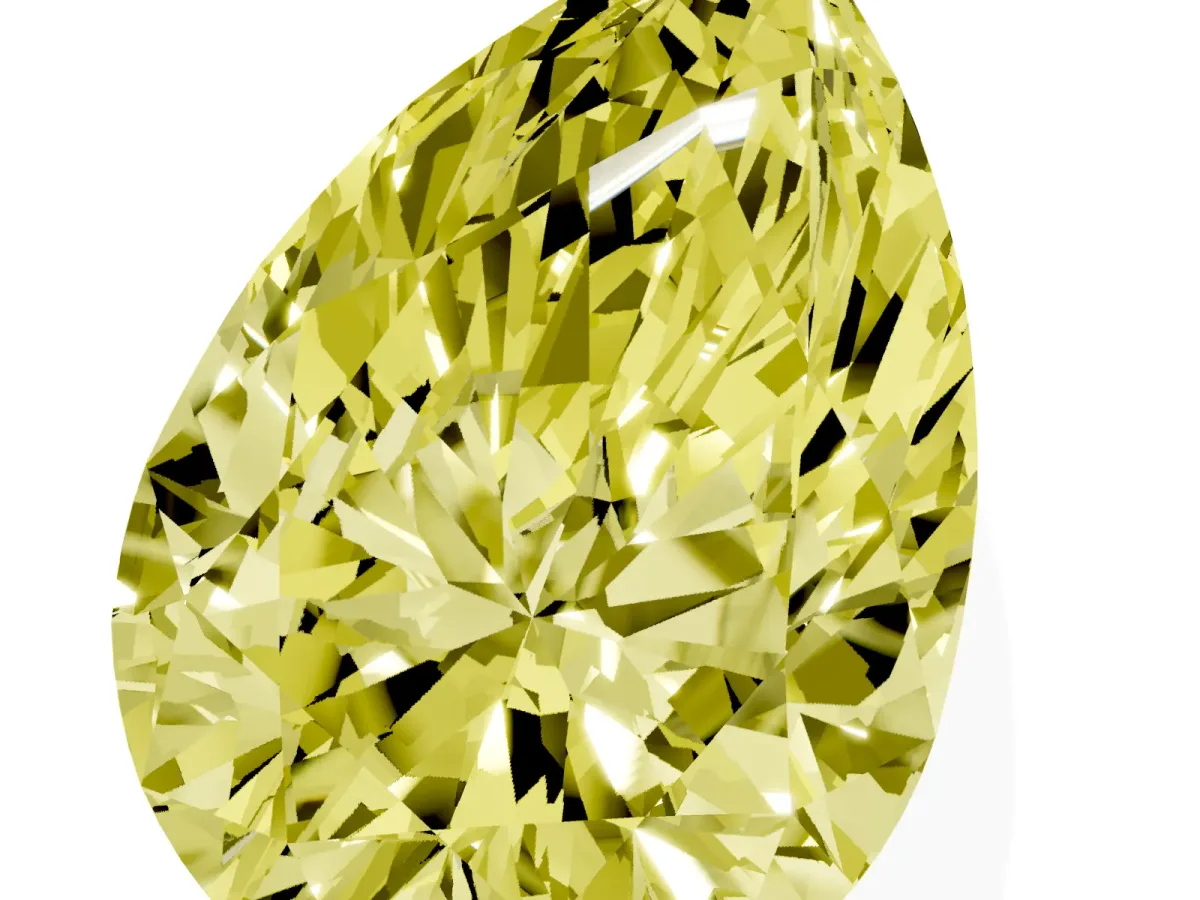 Fancy Yellow Pear Cut Diamond Ring with Marquise Side Stones and Prong Setting Yellow gold