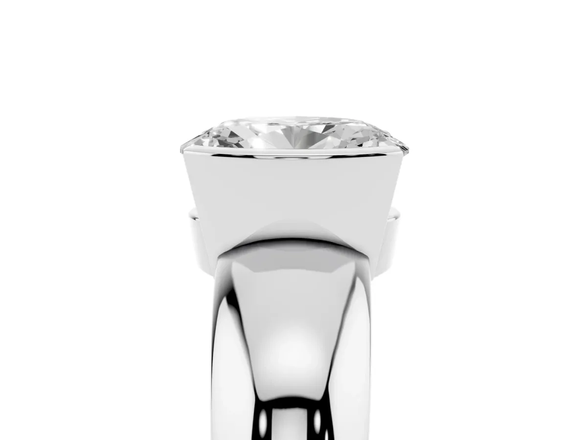 Oval Cut Solitaire Tension Set Diamond Ring with Wide Band Platinum