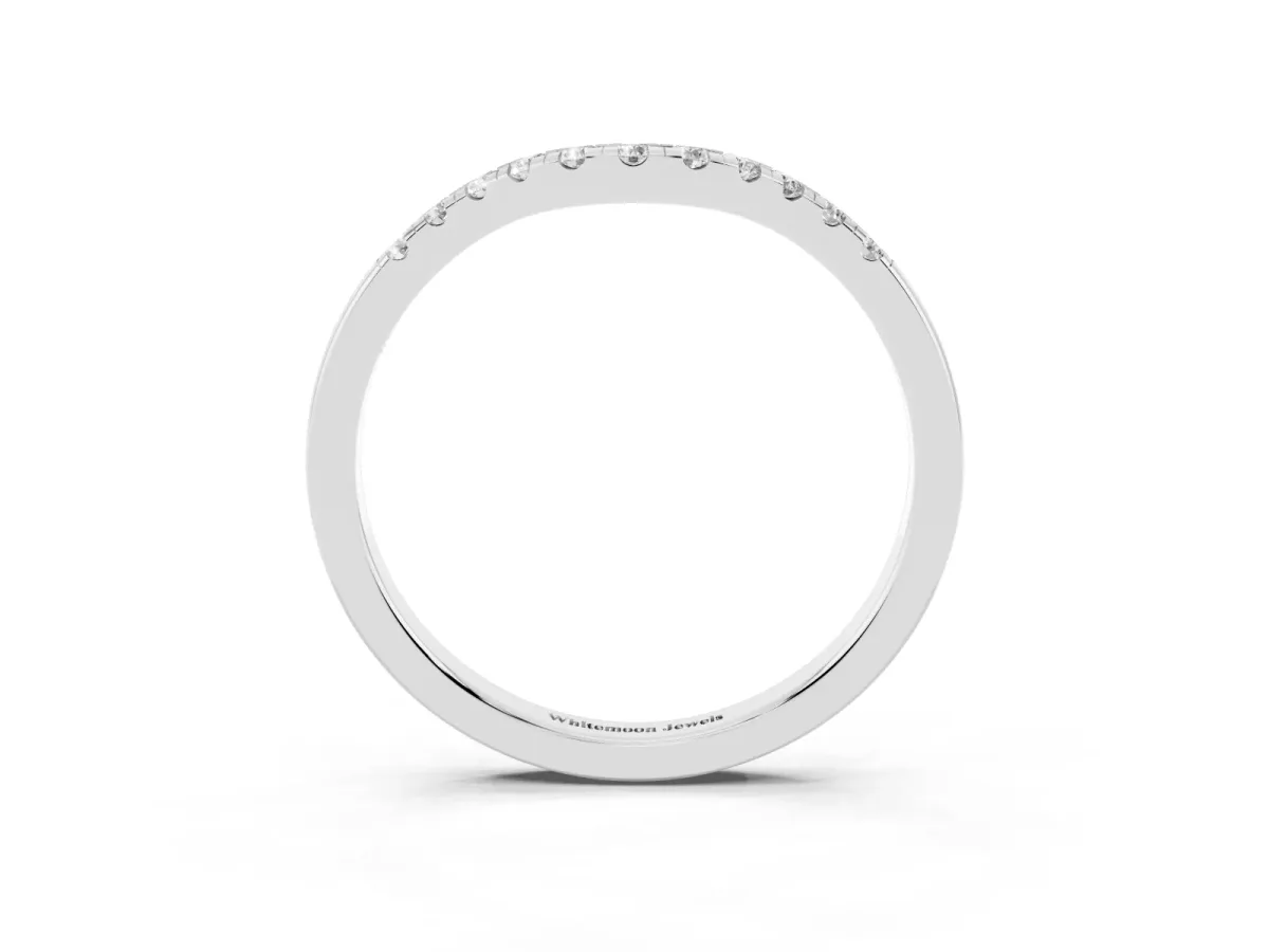 Round Diamond Curved Pavé Wedding Band Platinum