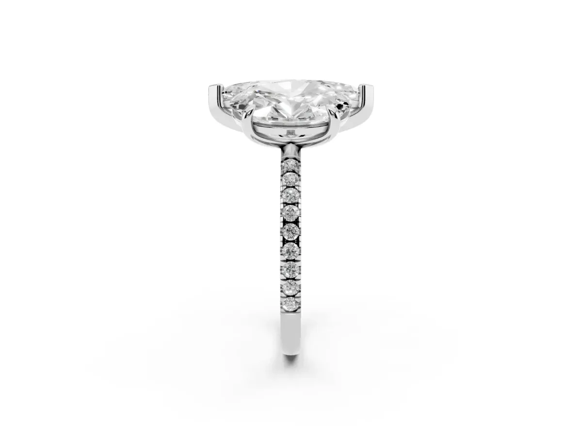 Oval and Marquise Toi Moi Ring with Prong Setting and Pave Band Platinum