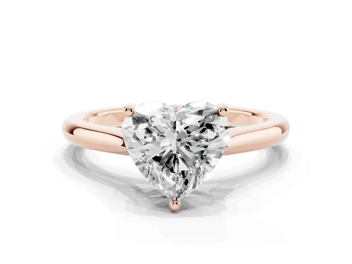 Heart Cut Cut Solitaire Ring with Cathedral Band and Four-Prong Setting Rose gold