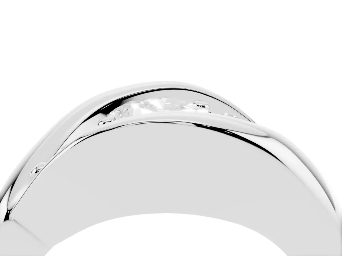 Channel Set Radiant Cut Diamond Crossover Band White gold