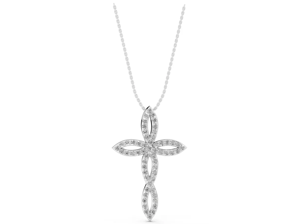 Marquise Diamond Pavé Cross Pendant White gold