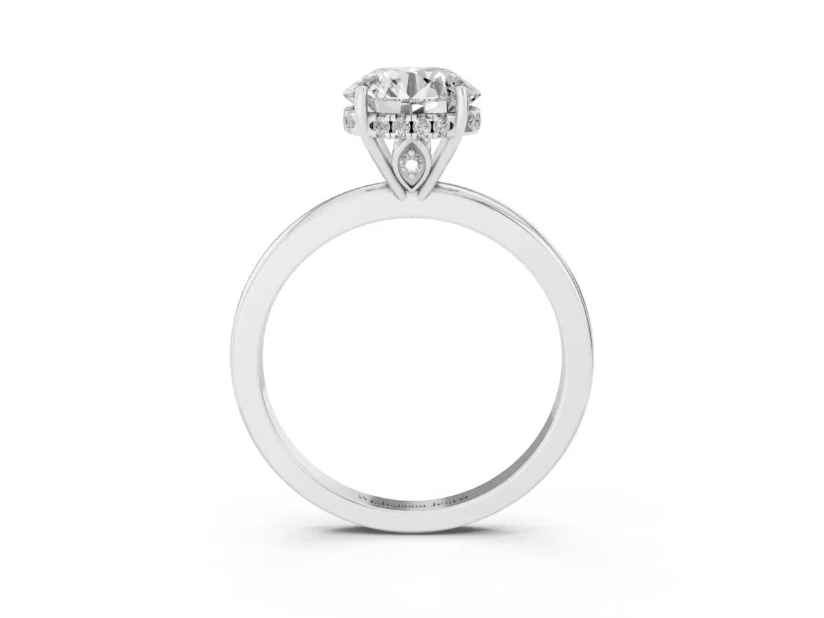 Round Cut Solitaire Diamond Ring with Prong Setting and Plain Band Platinum