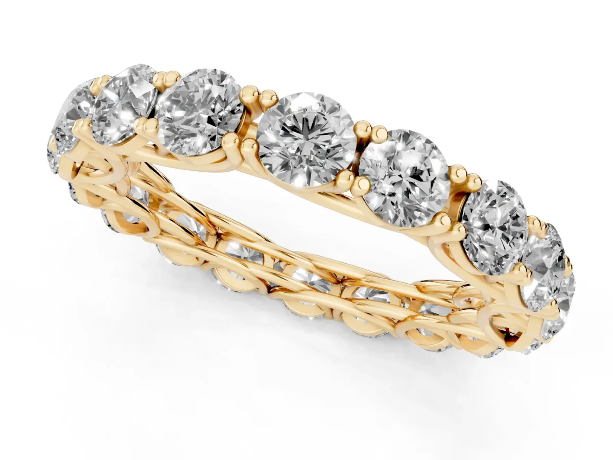 Round Diamond Woven Full Eternity Band Yellow gold