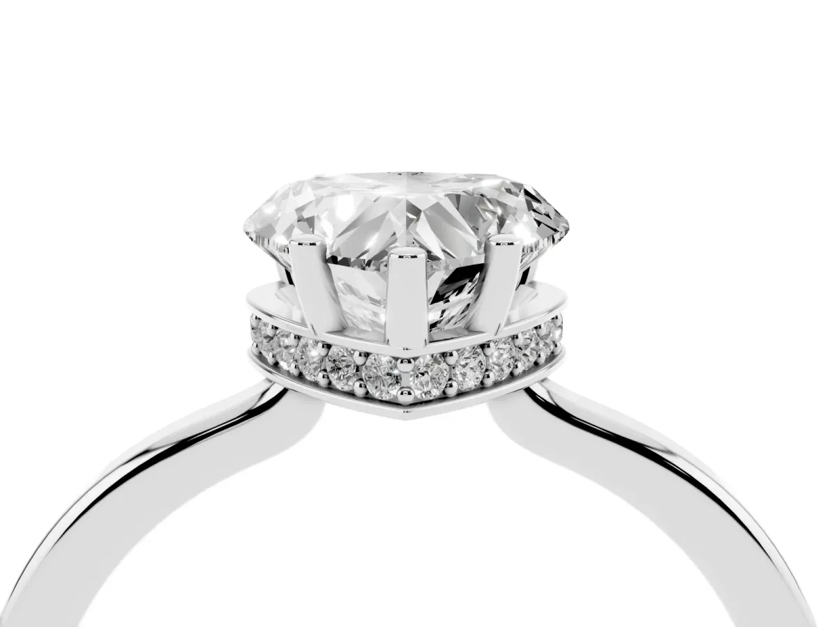 Heart Cut Cut Solitaire Engagement Ring with Four-Prong Setting on a Classic Band Silver